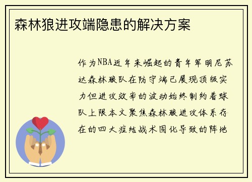 森林狼进攻端隐患的解决方案